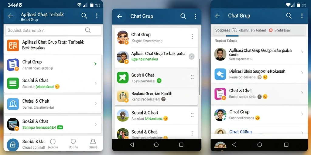 Antarmuka menarik aplikasi Chat Grup 3446 yang mudah digunakan.