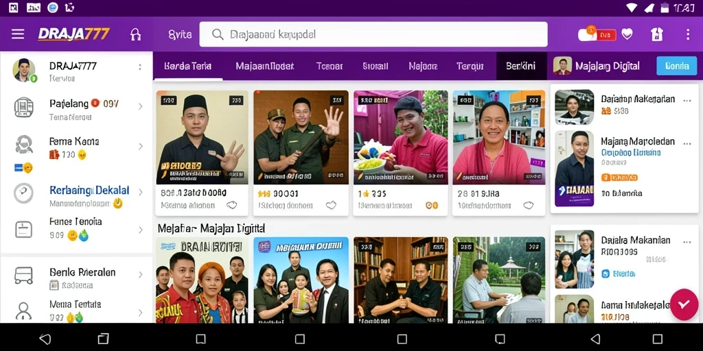 Tampilan antarmuka aplikasi DRAJA777 yang modern dan fungsional.