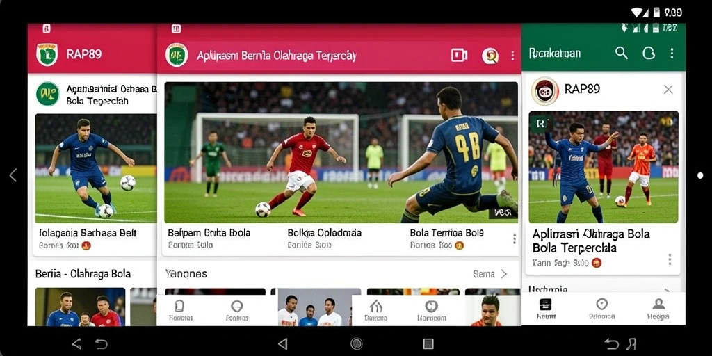 Antarmuka pengguna RAP89 yang intuitif dengan berita olahraga bola terbaru.