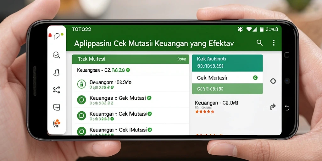 Tampilan antarmuka aplikasi TOTO22 untuk cek mutasi keuangan.