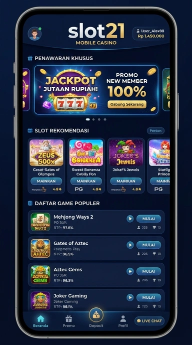 Tampilan katalog aplikasi slot21