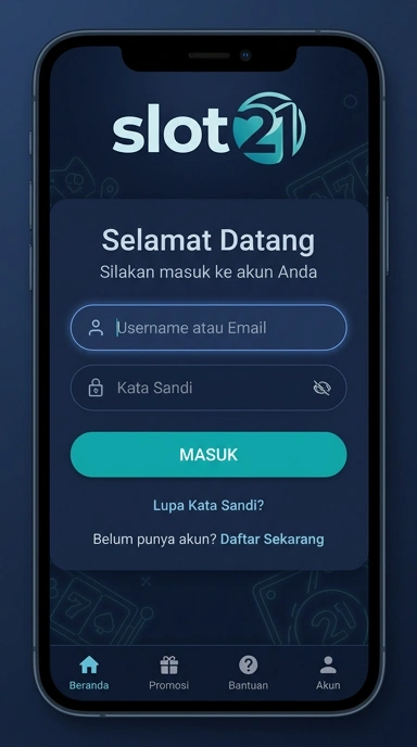 Tampilan halaman login slot21